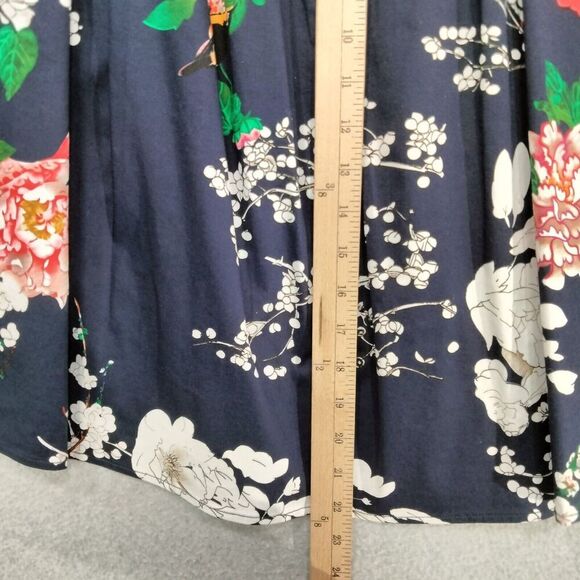 Grace Karin A-Line Skirt Womens Size M Navy Blue Floral Pleated Short Stretch - Picture 4 of 11